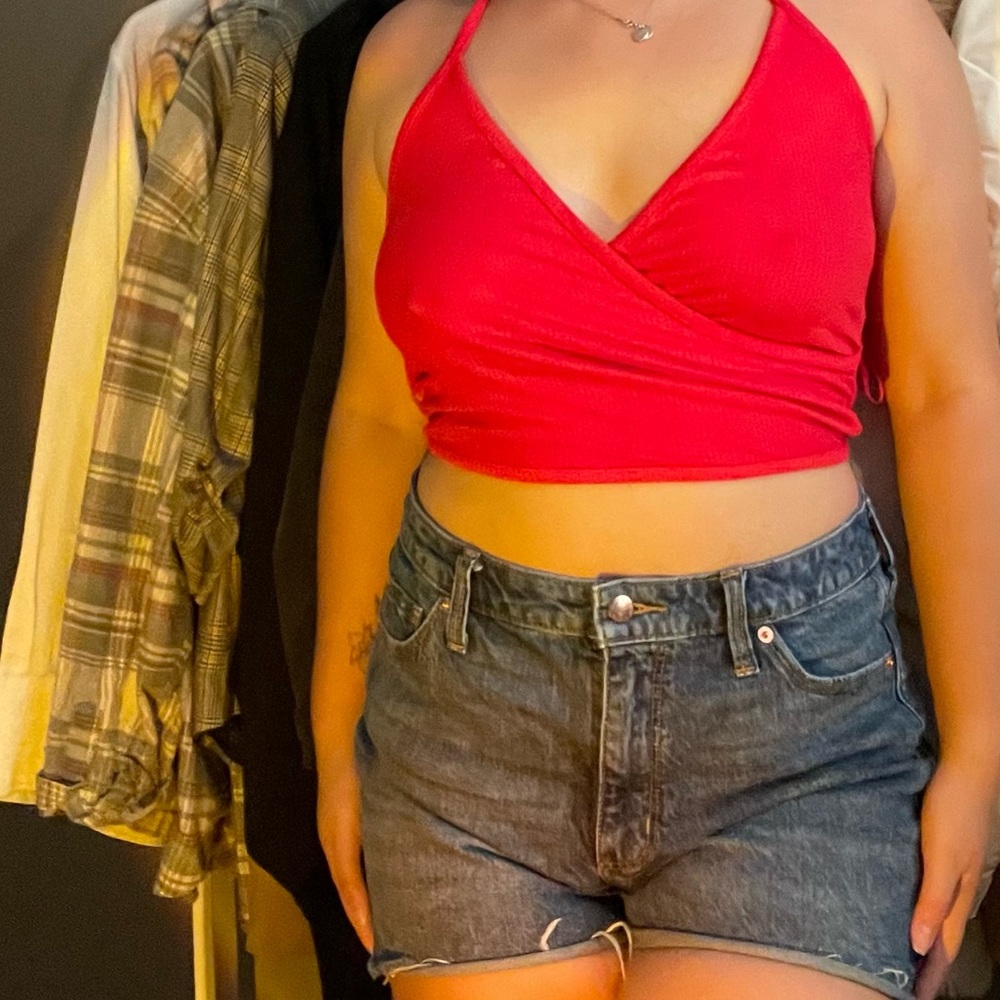 Red Criss Cross Halter Top